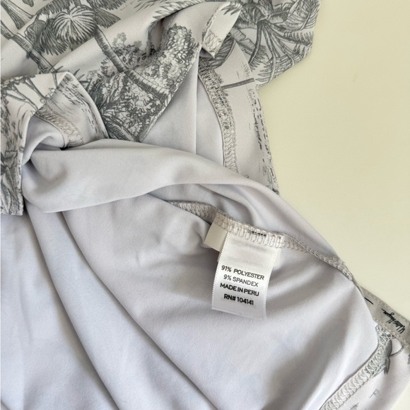 Walter Hagen Men’s Gray Palm Tree Print Golf Polo Shirt Sz L Stretch Performance - Picture 6 of 7